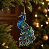 Christmas Tree Decoration Faux Crystal Animal Ornament, Acrylic Flat Print Hanging Decor Holiday Decorations for Tree, Butterfly/Peacock/Bird/Swan