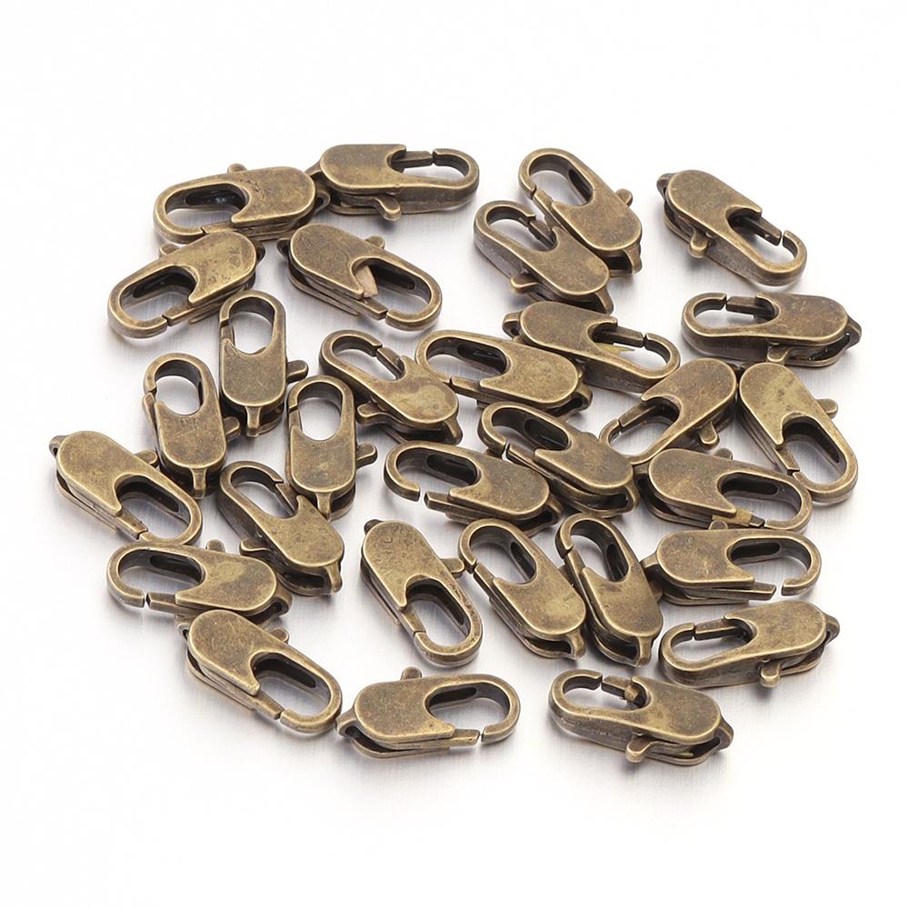 50Pcs/lot Copper Alloy Lobster Clasp Hooks 12x5mm Flat Snap Clasps For Jewelry Making Supplies DIY Necklace Key Chain Wholesale