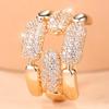Luxury Rose Gold Color Geometric Hollow Square Pave Zircon Ring for Women Fashion Jewelry Wedding Party Gift