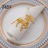 Formal Dinner Table Decor Christmas Deer Napkin Ring, Faceted Metal Elk Holder, Reusable Silver Ring for Xmas Holiday Wedding Receptions Dining