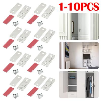 1-10 Sada Magnetické západky na skříňku Dveřní zarážky Magnet Neviditelný Měkké zavírání Ultratenký Skrytý Dveře Šatní skříň se šroubem pro nábytek