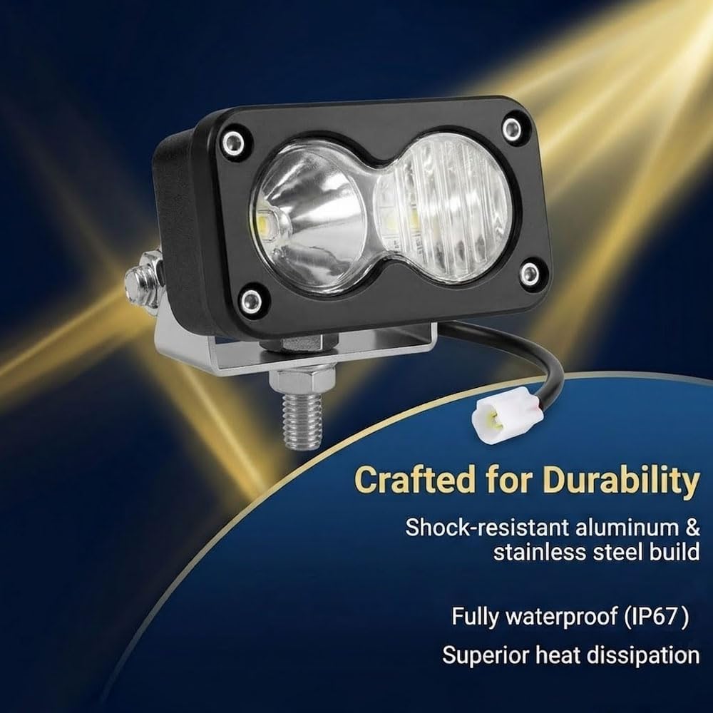 Compatible Fit for Yozma IN 10 Dirt Pit Bike Dual-Beam Headlight, 20W LED Headlight 6500K Plug-Play Motorcycle Auxiliary Light