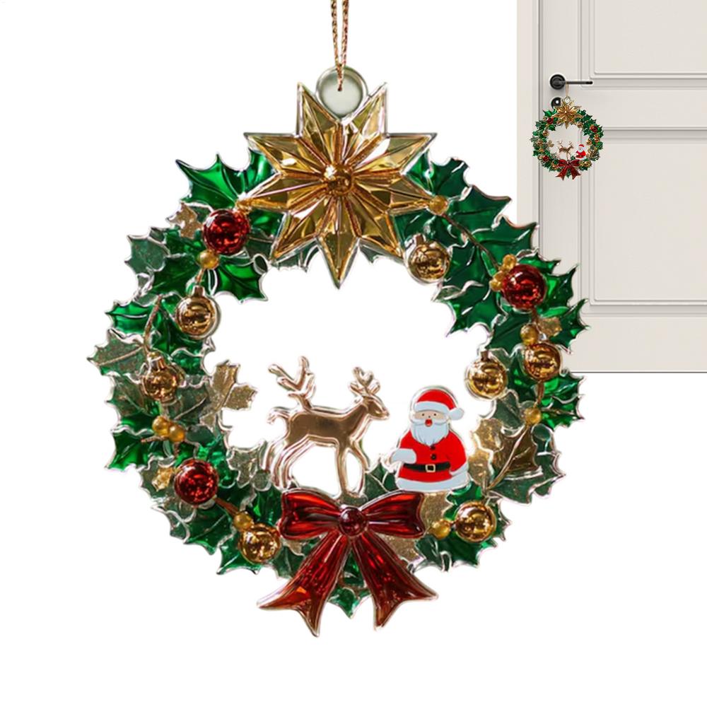 

Christmas Ornaments 2D Acrylic Round Pendant Small Holiday Christmas Charm For Living Room Entryway Window Door Shelf Mantel