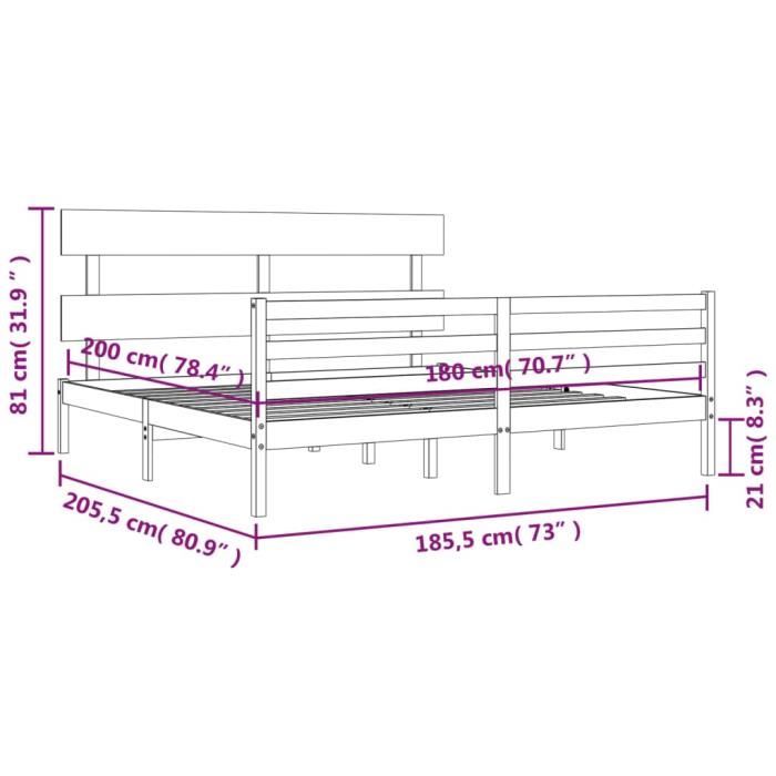 VidaXL Bed Frame with Headboard White Super King Solid Wood 3195107