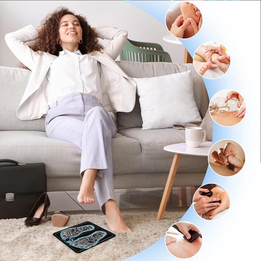 EMS Foot Massager Pulse Acupuncture Cushion Portable Muscle Stimulator Pad Multi Modes for Improving Blood Circulation