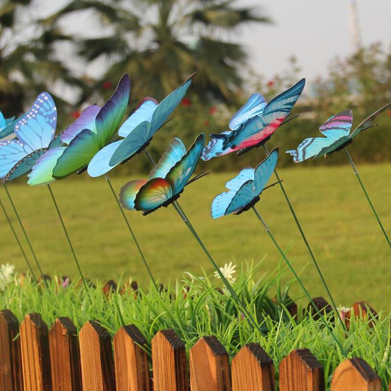 12 szt. Butterfly Metal Stakes Outdoor Yard Lawn Planter Garden Decor Motyle