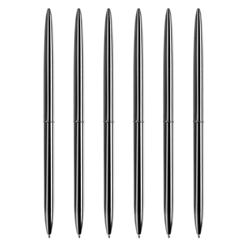 6 szt. Metalowy długopis kulkowy z mechanizmem obrotowym, nowatorski, smukły długopis do podpisywania, obracany do otwierania i zamykania długopis kulkowy, długopis do podpisywania gości