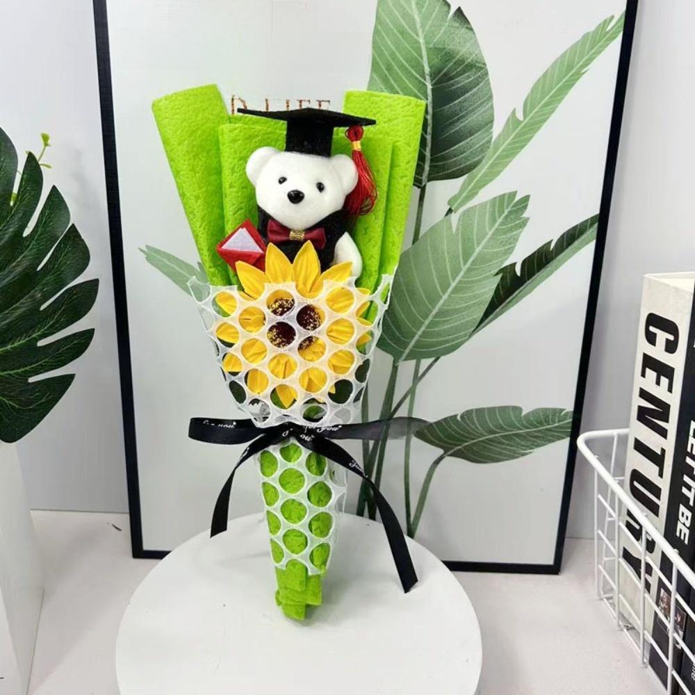 Dekoration Sonnenblumen Bär Strauß Plüsch Süßer Bär Strauß Neues Plüschtier Sträuße Abschlussgeschenk