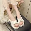 Gentle Matching Skirt Platform Slippers Women's Summer Wear 2025 New Muffin Cool Slippers Soft-soled Beach Shoes