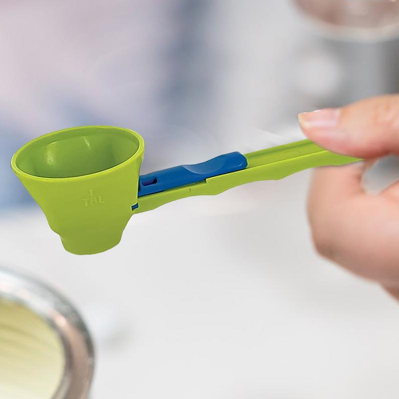Protein Powder Funnel Spoon Measuring Spoon Funnel  Kitchen Spoons 2 In 1 Sliding Measuring Scoop with Funnel