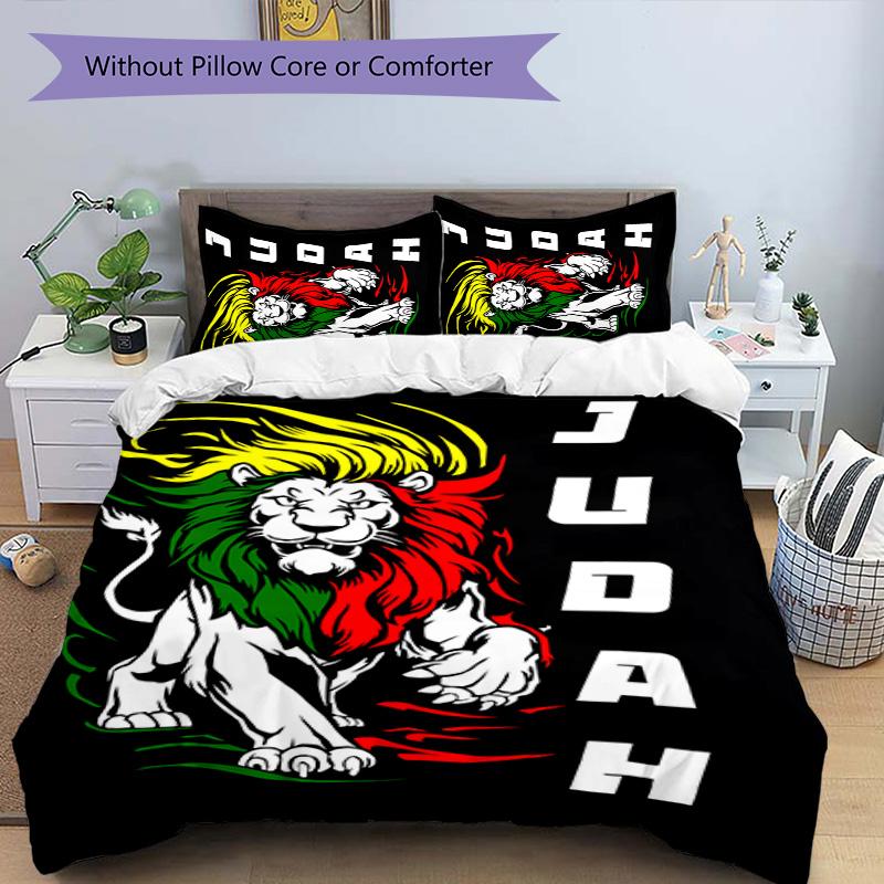 Rastafari Lion of Judah 3pcs Bedding Set Duvet Cover Closure Includes 1 Duvet Cover & 2 Pillowcases for All Seasons Bedroom Home Dorm Decor