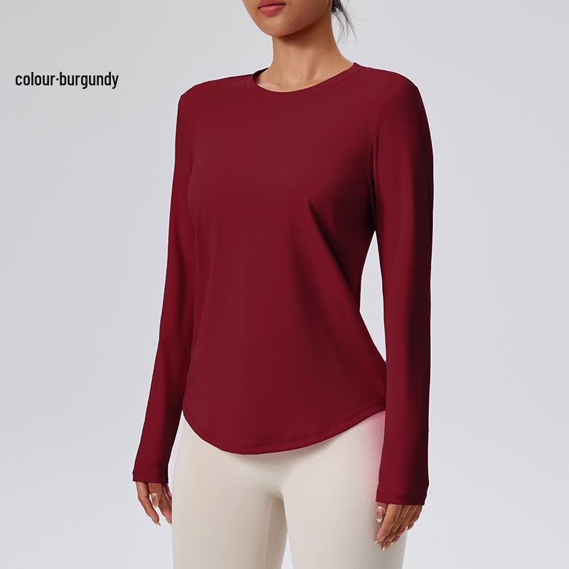 

Женский приталенный топ для йоги с длинным рукавом и круглым вырезом для весны и осени XL