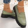 Fashion Fashion Green Stain Loafers Shoes Women 2025 Round Toe Embroidery Shoes for Woman Plus Size Platform Casual Shoes Ladies