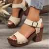 Trend  Summer High Heel Sandals Gladiator Shoes for Women Black Sandales Platform Casual Thick High Heel Sandalias Femininas