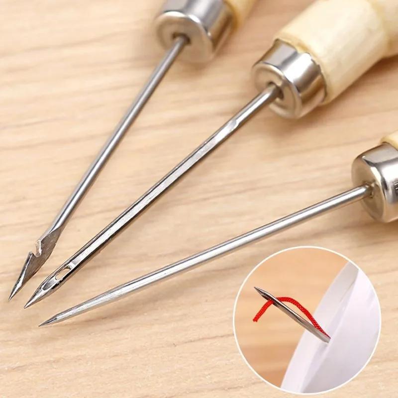 3Kinds/Set Wooden Leather Sewing Awl Tool for Handmade Stitch Leather Shoe Repair Sewing Needle DIY Craft Punching Accessories.