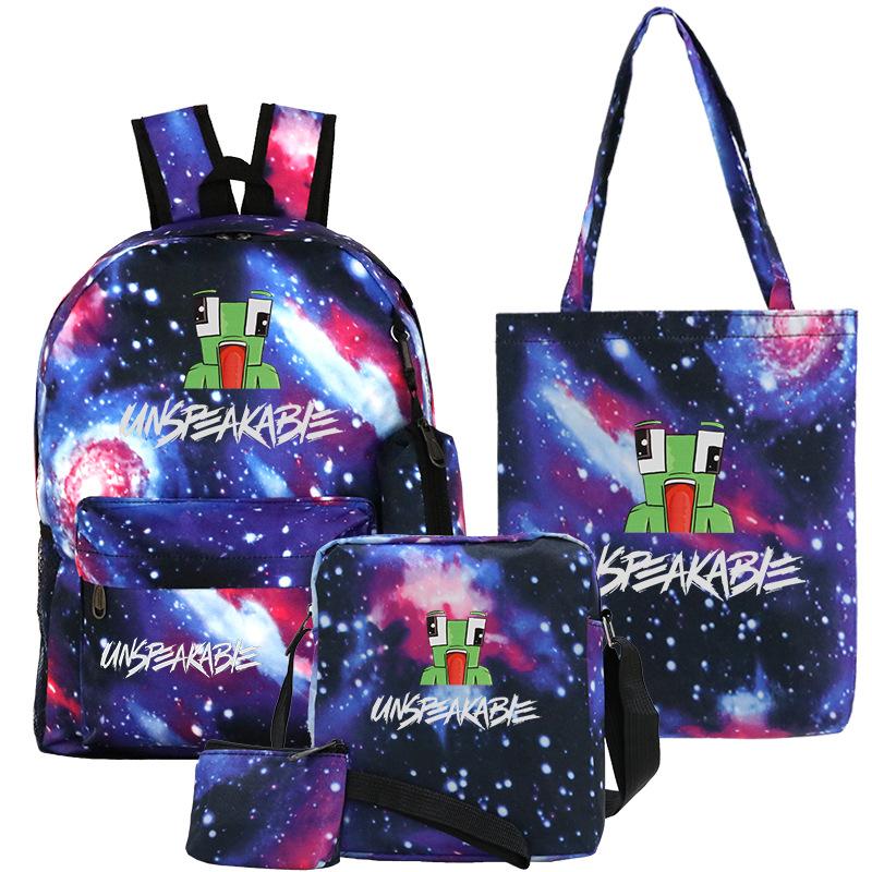 Casual Backpack Five-piece Backpack + Tote Bag + Shoulder Bag + Pencil Bag + Small Money Bag 3