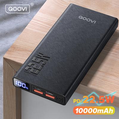 QOOVI Banco de potência 10000mah 20000mah portátil pd 22.5w carregamento rápido poverbank bateria externa do telefone móvel powerbank para iphone 14 13 12 xiaomi