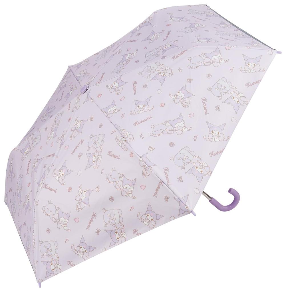 Skater Folding Ages Manual Includes Dedicated UV 6 Suitable for Sun and Includes Dedicated Storage Sanrio Kuromi Big Children's Parasol, 50cm, 7-8,