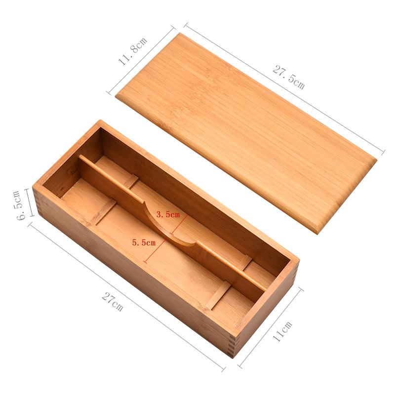 Engraved Tableware Storage Box with Cover: Japanese Chopstick, Spoon, and Fork Compartment