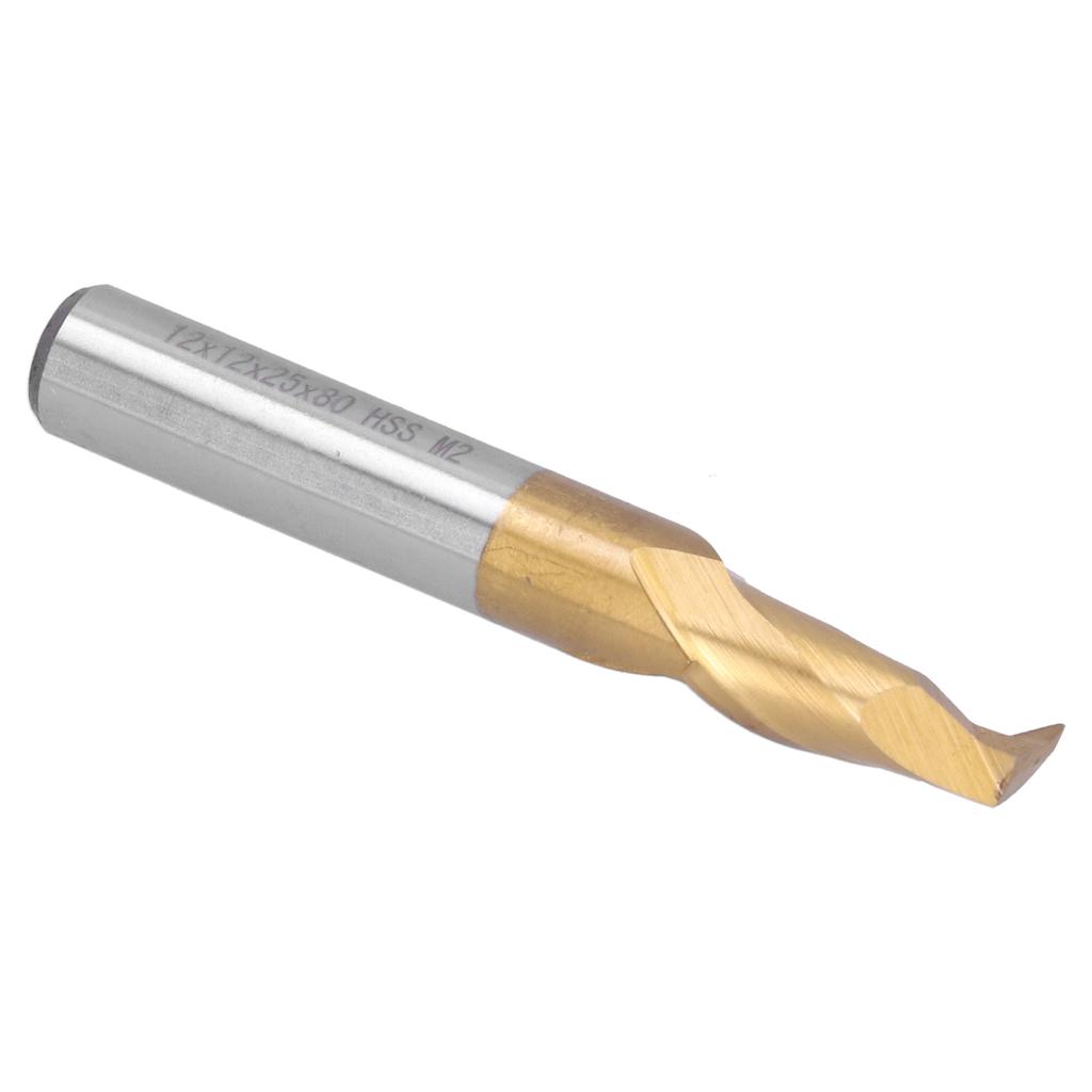 Single Flute Milling Machine Cutter M2 High Speed Steel Metric End Mill Router Bit 12x12x25x80mm