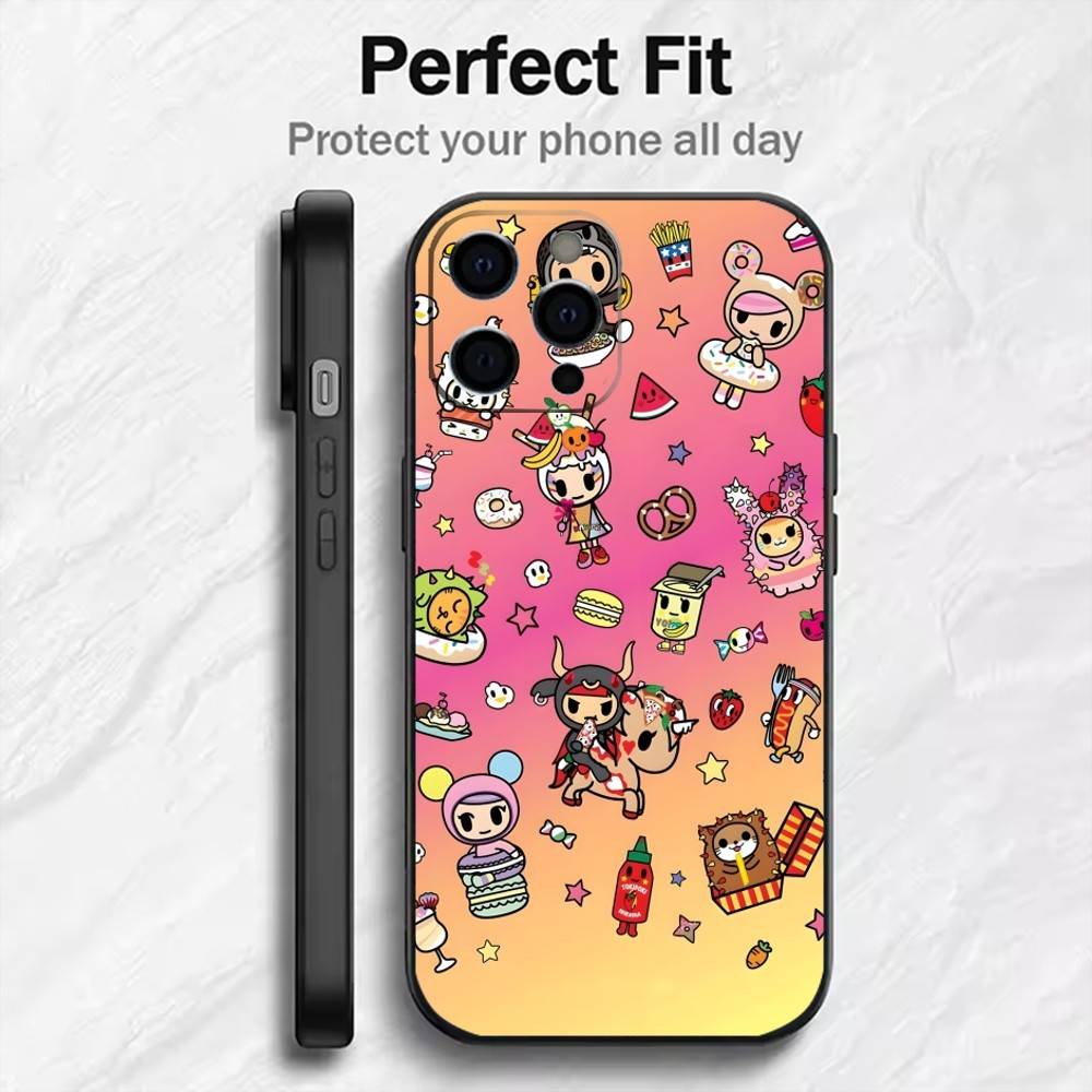 Japanese Pop T-Tokidoki-i Culture Phone Case For iPhone17,16,15,14,13,12 Plus,Max Soft Silicone Black Cover