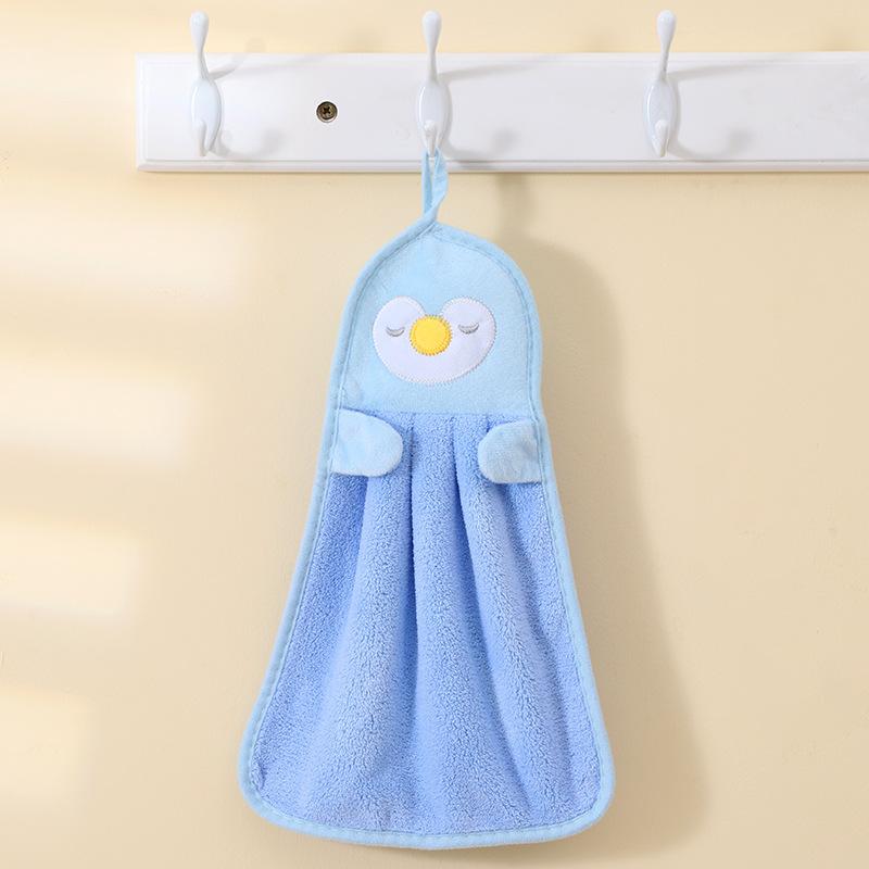 Hand Towel Can Be Hung Coral Fleece Absorbent Cartoon Cute Small Towel Children's Square Towel Handkerchief Kitchen Rag Hanging Towel