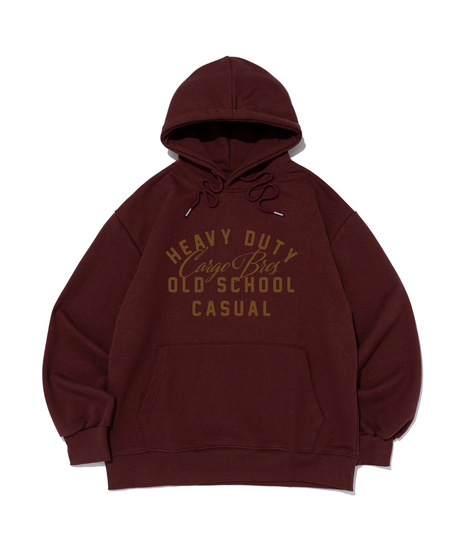 Cargo Bros Old School Logo Oversized Hoodie (Burgundy) Xl (Fleece-Lined)