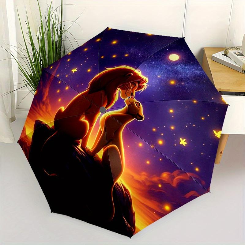 

Lion King, Night Sky Automatic Opening and Closing Umbrella 8 Ribs Windproof Portable Folding Umbrella, Suitable for Casual and Business Outings,