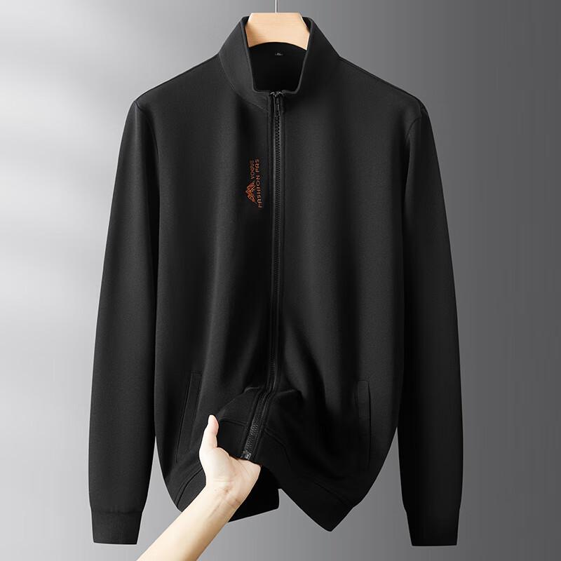 Dibinze Men's Plus Size Cotton Full-Zip Stand Collar Jacket