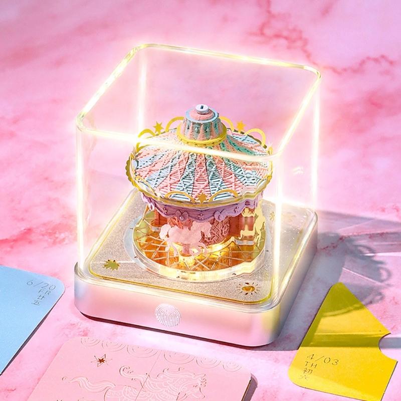 2025 Desk Calendar With Light, 3D Paper Sculpture Calendar Note Pad Carving Art Notepads with 2025 Timepiece Calendar