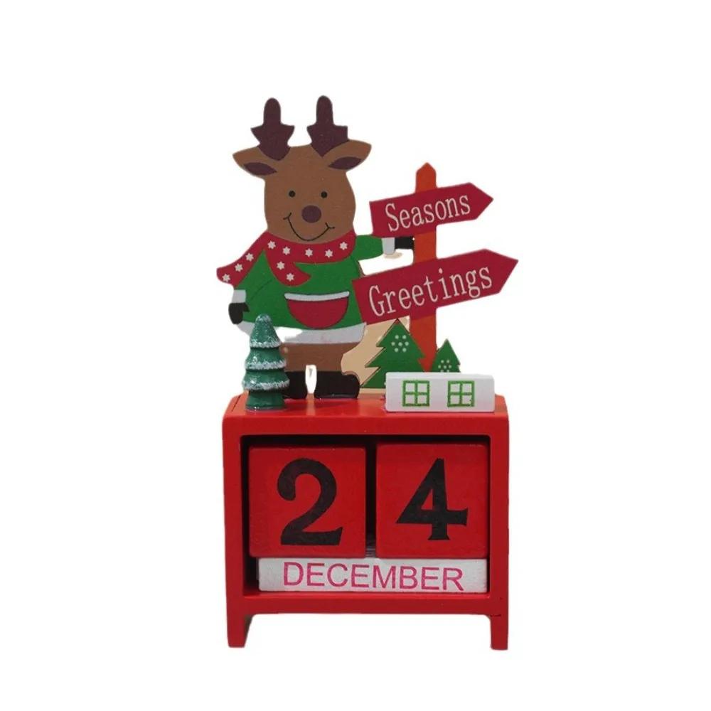 1Pc 7.3*14cm Christmas Decoration Wooden Calendar Display Window Desktop Decorations New Year Scene Originality Gift DIY