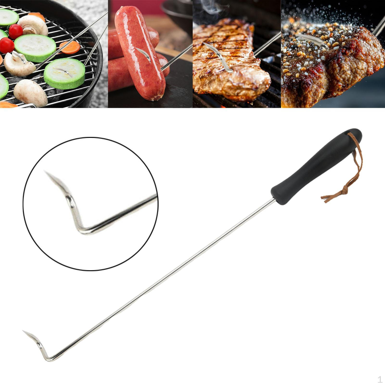 

Barbecue Turner Hook BBQ Meat with Handle Grill Accessories Accessory Food Flipper L black