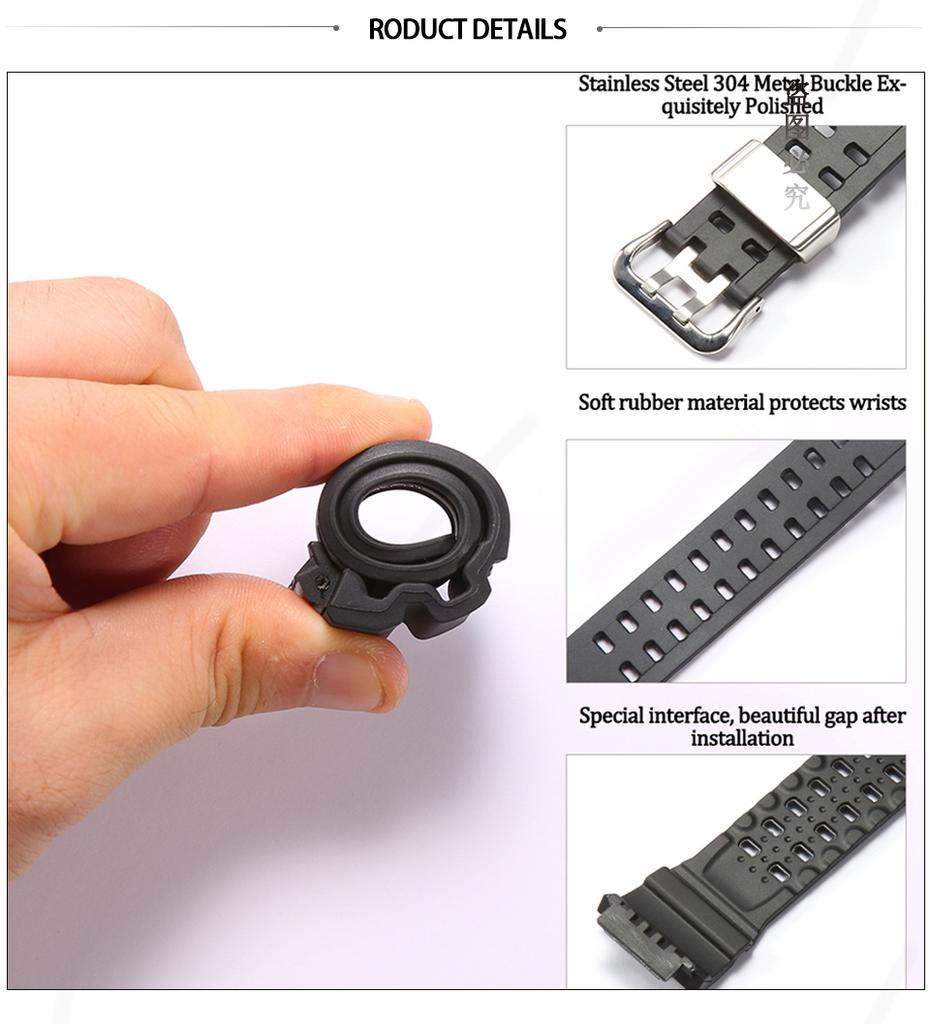 Resin Watchband Fit For Casio GW9400 G-9300 Replacement Black Sports Waterproof Strap GW 9400 Steel Bezel Accessories
