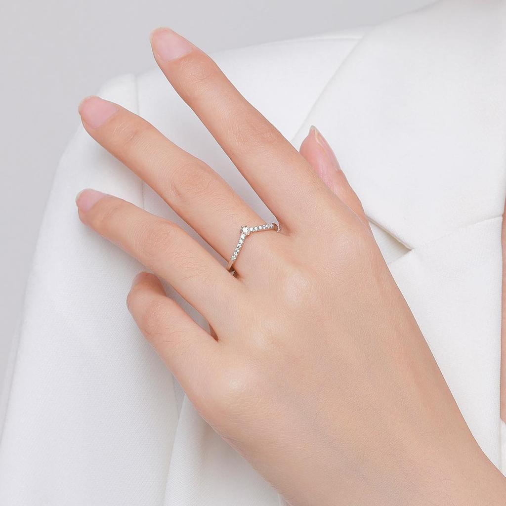 MODIAN 925 Sterling Silver Simple Arrow Shape Stackable Trendy Ring Rainbow Color Zircon Elegant Finger Rings For Women Jewelry