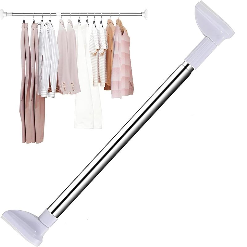 A96K-Punch-Free Telescopic Clothing Rod Extendable Stainless Iron Curtain Pole Easy Installation For Diy Space
