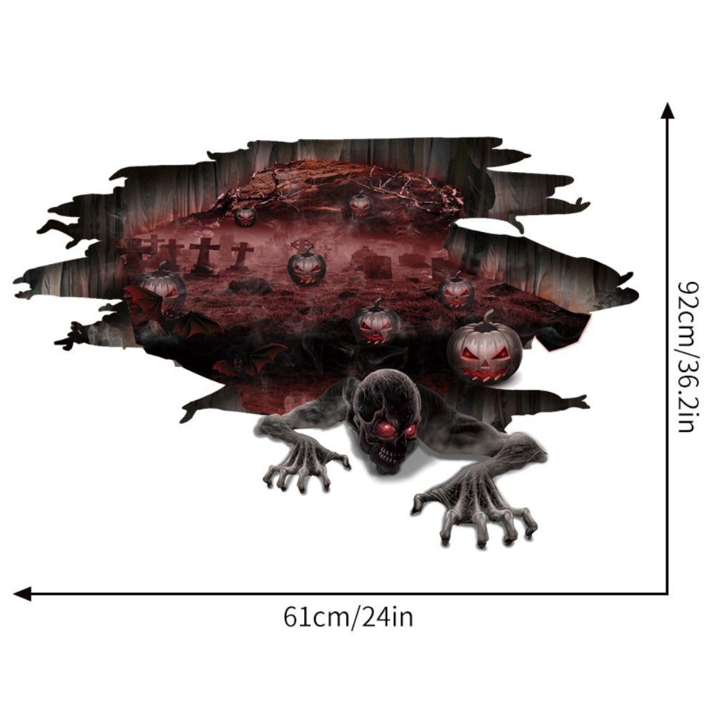 Horror Decals Hell Zombie Devil Stickers PVC Floor Sticker Spooky Halloween 3D Stickers  Home