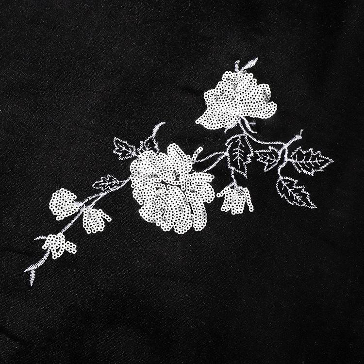 Heavy Industry Embroidery Sequins Velvet Plus-Size Black A-line Winter Skirt