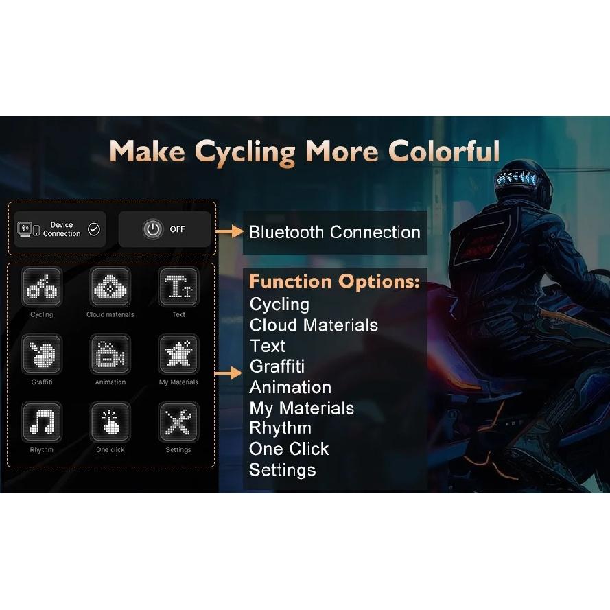 Display LED per Casco, Luce Posteriore per Casco da Moto Luce di Avvertimento per Casco Accessori Moto