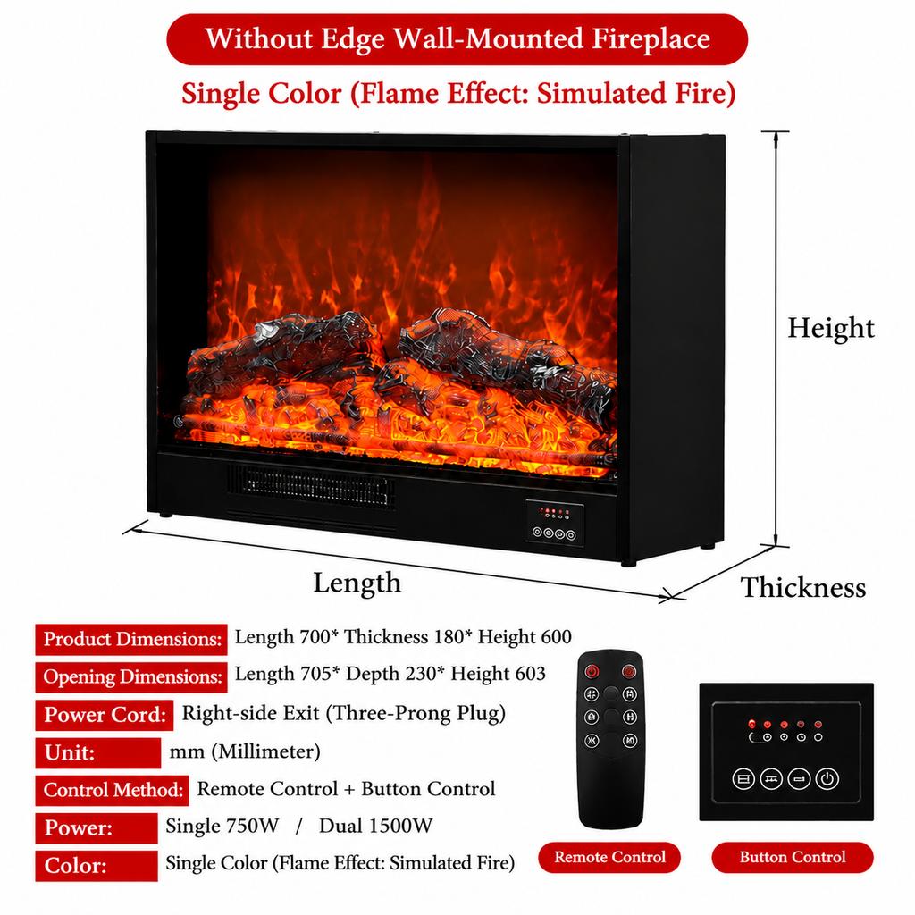 XR0596 European Style LED Electric Fireplace Insert with Realistic Flame Effect