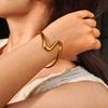 Vnox Minimalist Stainless Steel Double Cuff Bracelet, Geometric Aesthetics Gold Plated Bangles, Women's Hand Arm Jewelry Gifts