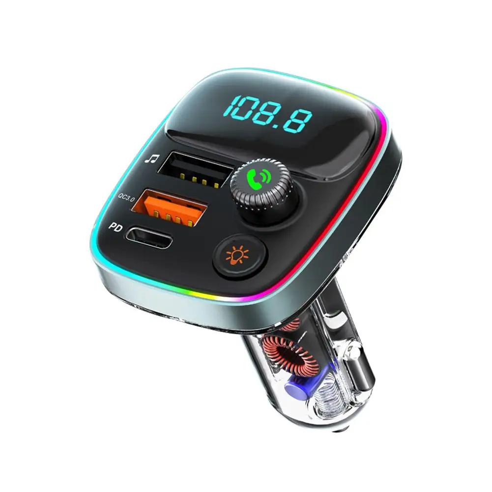 

FM-трансмиттер Handsfree Bluetooth 5.3 Модулятор автомобильного радио MP3 с плеером Подсветка Адаптер для зарядки 36 Вт QC3.0 PD Цветной Quic C2R6 A