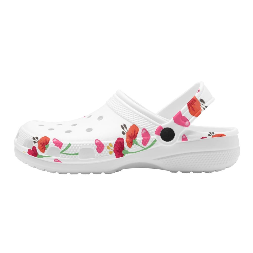 White Printed EVA Clogs for Women Men Flexible Lightweight Slip On Casual Shoes Soft Sole Summer Sandals Daily Comfort Wear