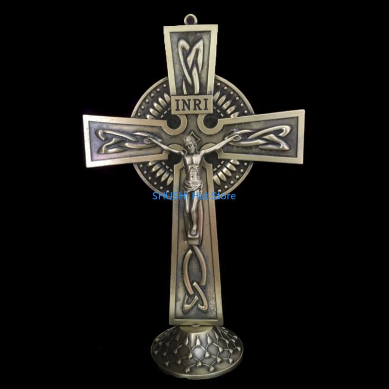 Religious Statues Jesus for Cross Crucifix Figurines Table Ornaments Church Relics Antique Home Chapel Decor D57B