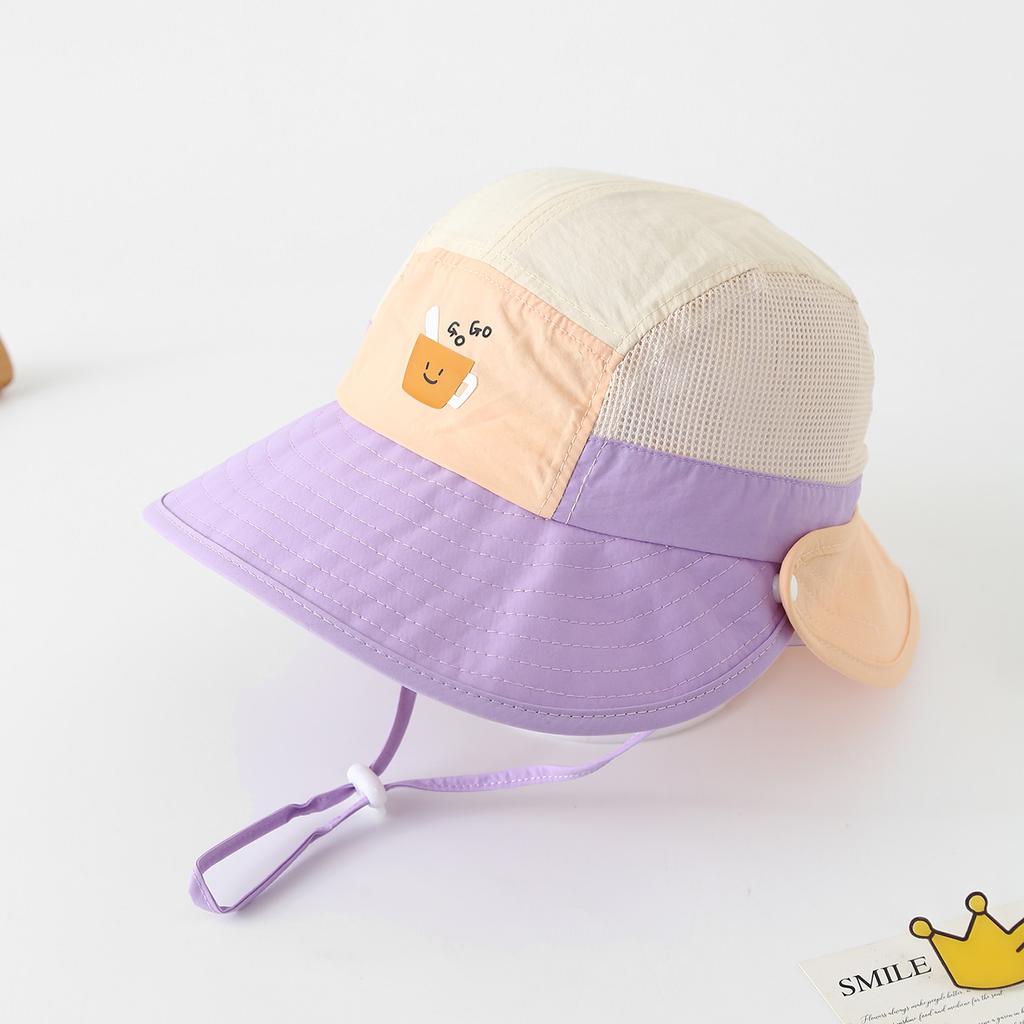Baby Quick Dry Bucket Hat With Neck Flap Spring Autumn Thin Summer Mesh Sun Protection Cap For Boys And Girls