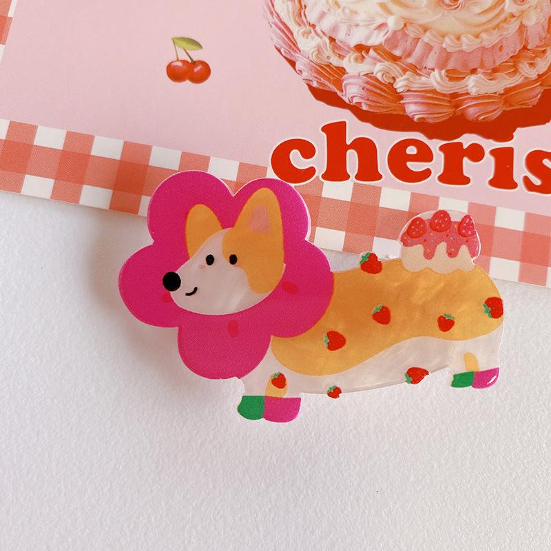 Süße süße Hunde-Haarnadel, Cartoon-Entenschnabel-Clip, Herz, Stern, Acryl, Pony, Haarspange, gebrochene Haarspange, All-Match-Haar-Accessoires