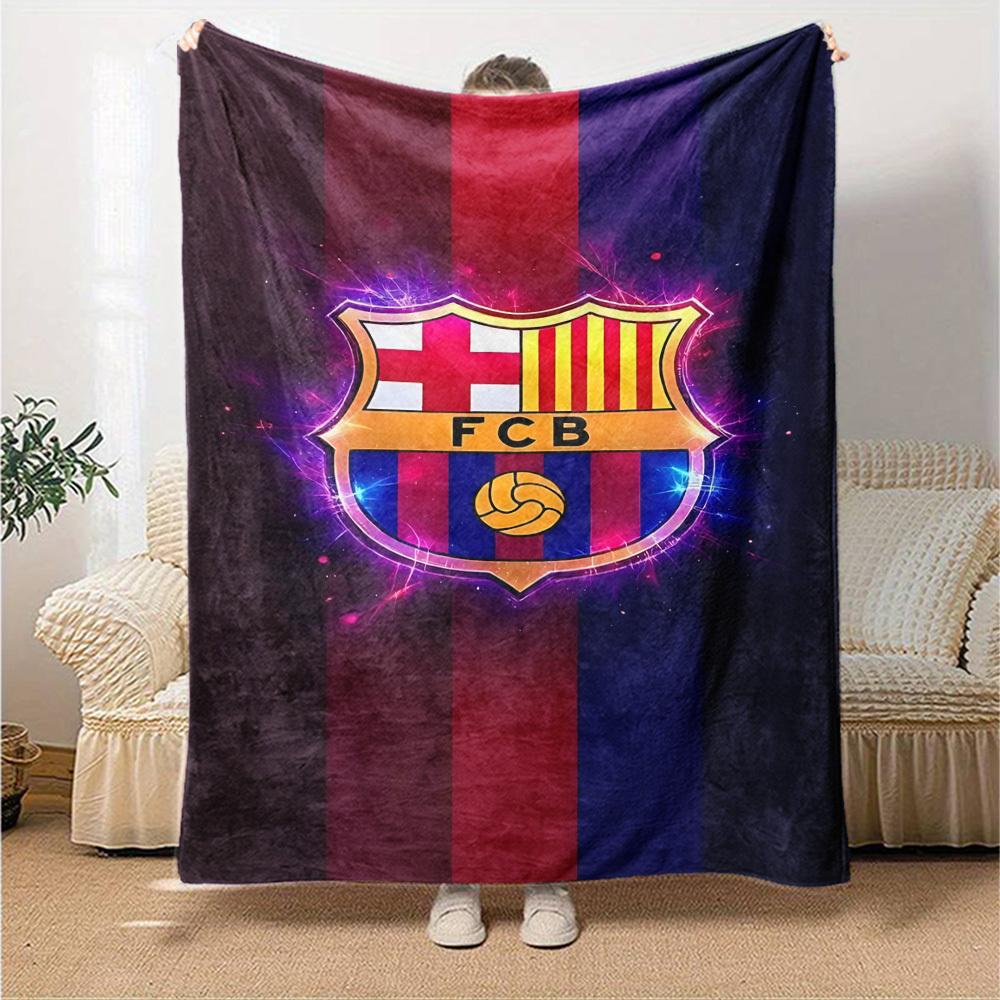 1pc FC Barcelona Soft Warm Throw Blanket Nap Blanket For Couch Sofa Office Bed Camping Travel,Comfortable