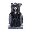 Halloween Resin Death Grim Reaper Statue Sitting on Skeleton Throne Figurine Decoration Christmas Decorations