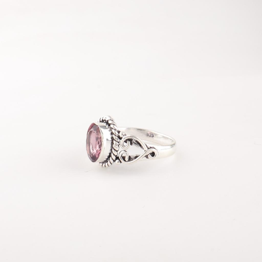Natural Rhodolite Gemstone 925 Sterling Silver Jewelry Handcrafted Promise Ring RR-8-48