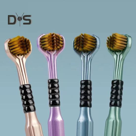 2Pcs Three-Sided Toothbrush Soft Bristles Ergonomic Handle Adult Toothbrush Portable Travel Companion Toothbrush