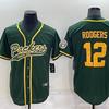 Packers #12 RODGERS Rugby-Baseball Cardigan-Style Retro Embroidered Jersey
